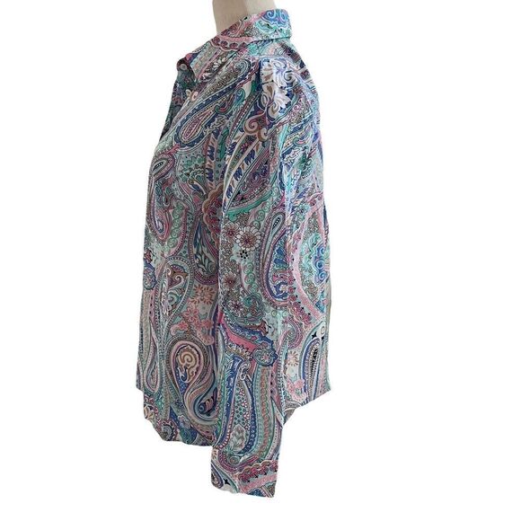 Talbots New w/ Tags Pastel Paisley Long Sleeve Button Front Blouse Cotton Small - Picture 3 of 7